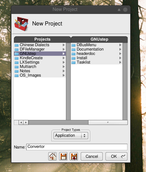 New Project dialog